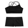 CHICTRY Kids Girls 2 Piece Dance Outfits Sleeveless Crop Top and Shorts Set Gymnastics Yoga Sportwear Swimming Swimwear Black 6 Years view 3