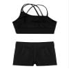 CHICTRY Kids Girls 2 Piece Dance Outfits Sleeveless Crop Top and Shorts Set Gymnastics Yoga Sportwear Swimming Swimwear Black 6 Years view 4
