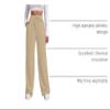 Khaki Fleece Lined Wide Leg Women's Gym Sweatpants - Baggy, Low Waisted, Straight Leg, Loose Cotton Joggers with Pockets view 4