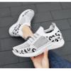 Hhhchpm Women's Casual Sports Shoes, Flying Woven Leopard Print Breathable Lace-up Running Shoes, Comfortable Platform Shoes (Multicolor,9) view 2