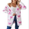 Allifewithu Women's Valentine Cardigans Sweater Fall Winter Loose Casual Cute Heart Button Down Cardigan Coat White Large view 1