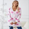 Allifewithu Women's Valentine Cardigans Sweater Fall Winter Loose Casual Cute Heart Button Down Cardigan Coat White Large view 2