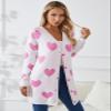 Allifewithu Women's Valentine Cardigans Sweater Fall Winter Loose Casual Cute Heart Button Down Cardigan Coat White Large view 3