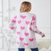 Allifewithu Women's Valentine Cardigans Sweater Fall Winter Loose Casual Cute Heart Button Down Cardigan Coat White Large view 4