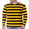 Funny World Black and Yellow Striped Shirt Long Sleeve Men Bumble Bee Costume Casual Basic T-Shirt, Yellow and Black Striped Long Sleeve, 3X-Large view 1