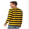 Funny World Black and Yellow Striped Shirt Long Sleeve Men Bumble Bee Costume Casual Basic T-Shirt, Yellow and Black Striped Long Sleeve, 3X-Large view 2