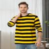 Funny World Black and Yellow Striped Shirt Long Sleeve Men Bumble Bee Costume Casual Basic T-Shirt, Yellow and Black Striped Long Sleeve, 3X-Large view 3