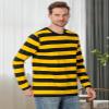 Funny World Black and Yellow Striped Shirt Long Sleeve Men Bumble Bee Costume Casual Basic T-Shirt, Yellow and Black Striped Long Sleeve, 3X-Large view 4