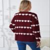 Allifewithu Women's Zip Up Pullover Sweaters Long Sleeve Side Slit Loose Casual Cute Heart Knit Sweater (Wine Red,Medium) view 4