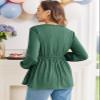 FMEYOA Pregnancy Blouse for Women Slim Fitted Side Ruched Tops 2025 Trendy Fall Maternity Tee Dark Green L view 4