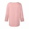 NineFit Basics 3/4 Sleeve Blouses for Women Womens Casual Summer Tops Fall Solid Color Button Plus Size Shirts Soft Comfy Asymmetric V Neck Half Sleeve Women Graphic Tees Outfits Pink XL view 4