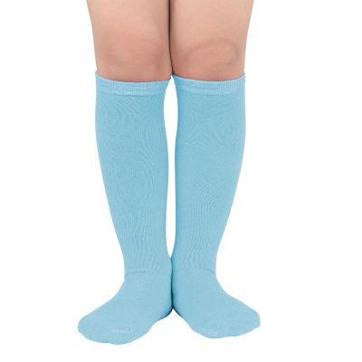 American Trends Light Blue Baseball Softball Soccer Socks Knee High Tube Socks for Girls 1 Pack Pure Light Blue