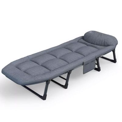 AoForce Portable Bed for Adults Camping with Cushion and Pillow Folding Bed with A Steel Frame and 8-Legged Support No Installation Required (Grey)(190 * 75 * 32cm)