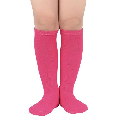 American Trends Hot Pink Girls Soccer Kids Softball Socks Football Baseball Youth Toddler Knee High Socks 1 Pack Rose 4-6 Years