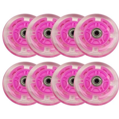 8 pcs Inline Skate Wheels 80mm 100mm 76mm 72mm Inline Skate Replacement Wheels 85A PU with Bearings (Pink,80mm)