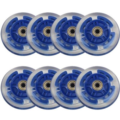 8 pcs Inline Skate Wheels 80mm 100mm 76mm 72mm Inline Skate Replacement Wheels 85A PU with Bearings (Blue,80mm)