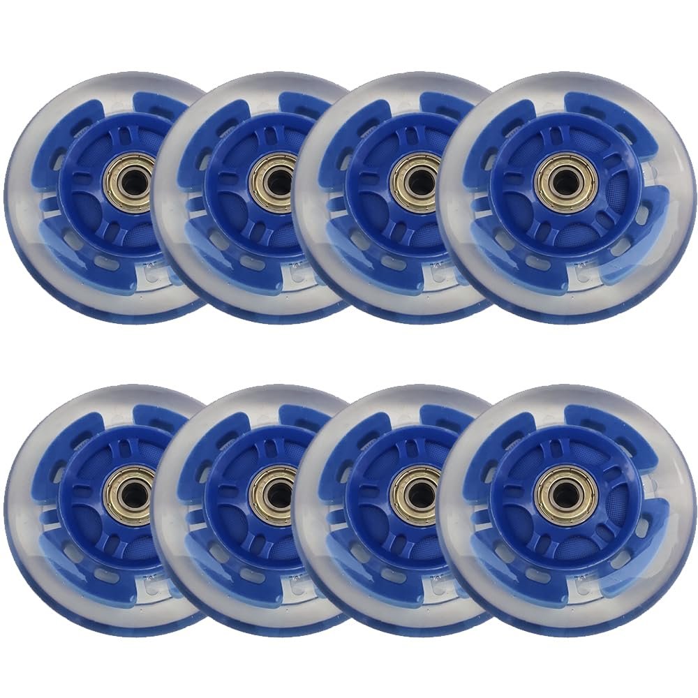 8 pcs Inline Skate Wheels 80mm 100mm 76mm 72mm Inline Skate Replacement Wheels 85A PU with Bearings (Blue,80mm)