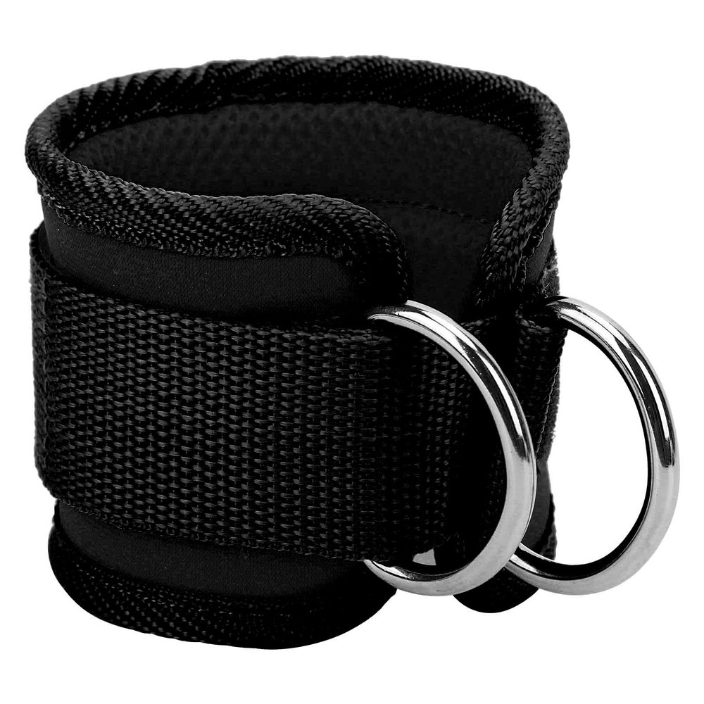 DriKou Ankle Straps for Cable Machines, Double D Ring Adjustable Comfort Fit Neoprene Ankle Straps, Ankle Cuff for Kickbacks, Booty Hip Abductors,Glute Workouts, Leg Extensions (Black)