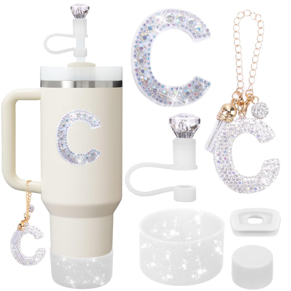 Accessories Set for Stanley Cup, Initials Decorations for Tumbler 30/40OZ