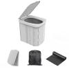 Hapoon XL Portable Folding Camping Toilet with Lid - Travel Portable Potty for Adults, 12 Toilet Bags, 12 Pack Liquid Waste Gel, Light Grey view 1