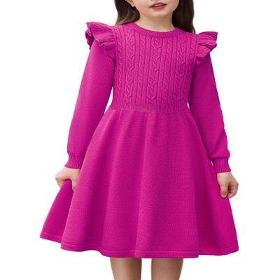Arshiner Hot Pink Dress for Girls Sweater Winter Outfits Size 14-16