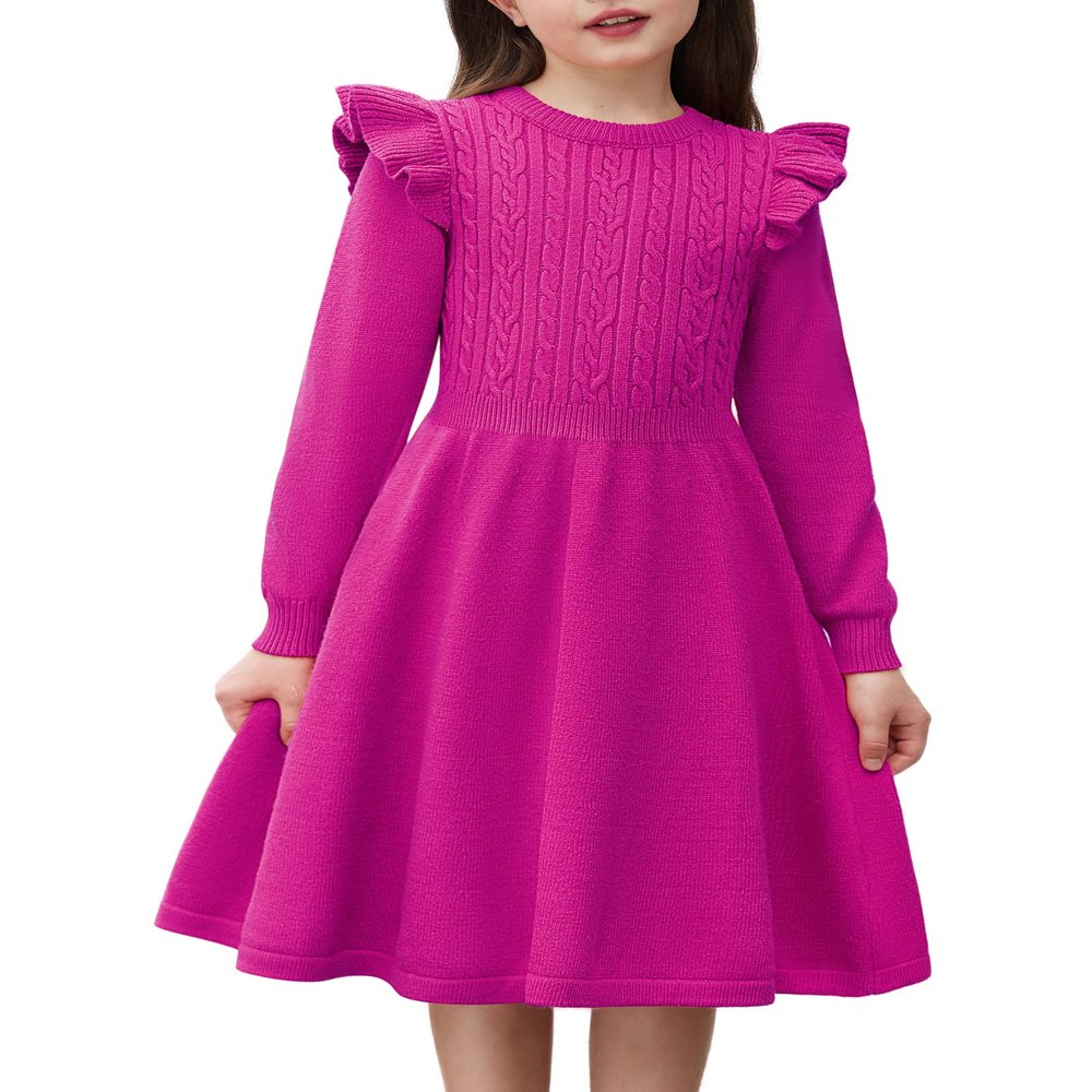 Arshiner Hot Pink Dress for Girls Sweater Winter Outfits Size 14-16