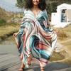 Leisureperiod Women's Kaftan Dress Cover Up Swimwear Summer Dress Ethnic Print V Neck Caftan Loose Casual Loungewear view 2