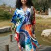 Leisureperiod Women's Kaftan Dress Cover Up Swimwear Summer Dress Ethnic Print V Neck Caftan Loose Casual Loungewear view 3