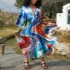 Leisureperiod Women's Kaftan Dress Cover Up Swimwear Summer Dress Ethnic Print V Neck Caftan Loose Casual Loungewear view 4