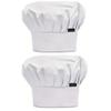 GIGGSKZE 2 Pack Chef Hat Set Baker Hat Adjustable Elastic Cooking Kitchen Caps for Men Women White view 1