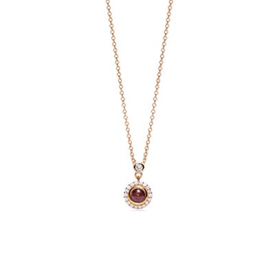 PERIMADE Custom Love in 100 Languages Circle Projection Necklace, Personalized Cubic Zirconia Round Pendant Necklace, Customized Birthday Christmas Memorial Gifts for Women Mother Daughter, Rose Gold