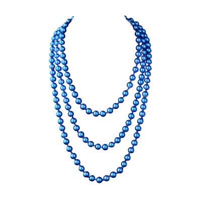 1920s Flapper Faux Pearls Long Beaded Necklace, Gatsby Ballgown Cosplay Necklace, Old School Vintage Layered Pearls Necklace for Women Prom Jewelry (Long-60'' blue)