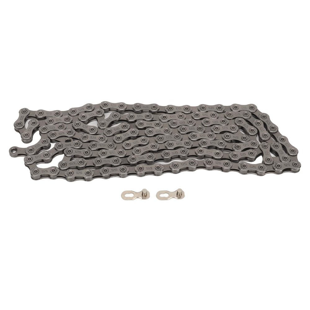 Bike Chain,12 Speed Chain,Impact Resistant Medium Carbon Steel Variable Speed Chain with 2 Buckle,Gray Bike Chain for Road Mountain Racing Cycling