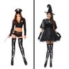 FHGG Halloween Skeleton Gloves Stockings Set UV Black High Long Stockings Over Knee Socks and Full Finger Bones Long Arm Gloves One Size for Women Halloween Cosplay Parties Tights Accessory view 2