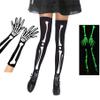 FHGG Halloween Skeleton Gloves Stockings Set UV Black High Long Stockings Over Knee Socks and Full Finger Bones Long Arm Gloves One Size for Women Halloween Cosplay Parties Tights Accessory view 3