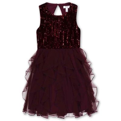 Speechless Girls' Sleeveless Sequin Bodice Party Dress, Wine, 8