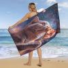 MENDOE Cute Cat Beach Towel, Pizza Funny Swimming Pool Towel, Sand Proof 3D Beach Towel, Quick Dry Absorbent Pool Swim Bathroom (01,70in x 39in (180x100cm)) view 3