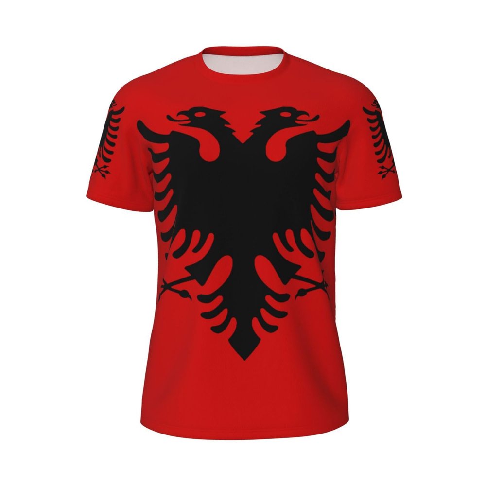 Albanian Eagle 3D Print Men'S Crewneck Classic Breathable Short-Sleeved Mesh T-Shirt Medium Black