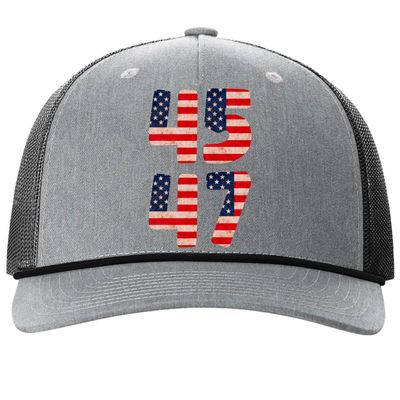 45 47 USA Men's Mesh Trucker Hat, Grey Rope