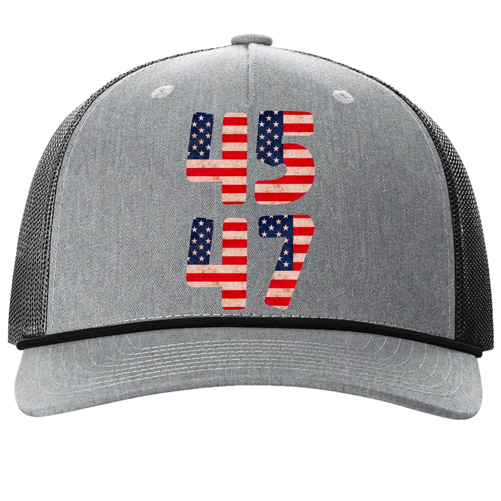 45 47 USA Men's Mesh Trucker Hat, Grey Rope