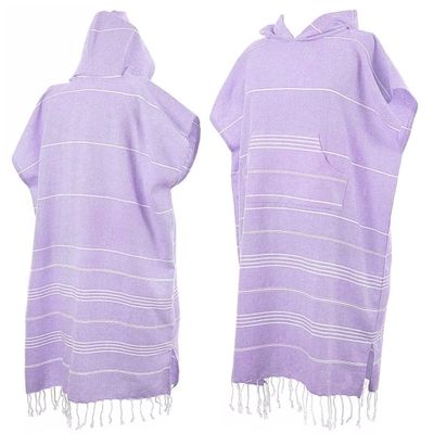 Beach Poncho with Hood, Personalized Turkish Towel Poncho, Handmade Beach Coverup, Customizable Unisex Surf Hoodie for Adult, Wetsuit Changing, Quick Dry Cotton, Lightweight, Sand Proof (Lilac)