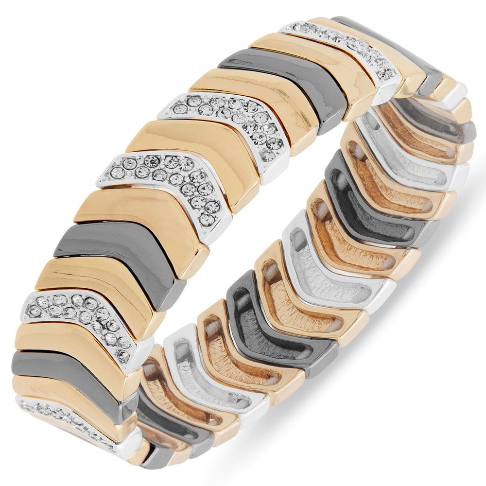 Nine West Women's Scalloped Stretch Bracelet Tri Tone
