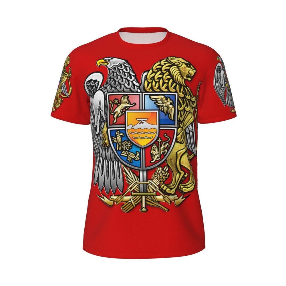 Emblem of Armenia Symbol 3D Print Men'S Crewneck Classic Breathable Short-Sleeved Mesh T-Shirt Small Black