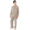Fruit of the Loom Men's Flannel Pajama Sleep Set, Beige/Khaki Plaid, Large