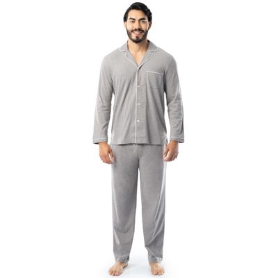 Fruit of the Loom Men's Jersey Knit Pajama Sleep Set, Grey, XX-Large