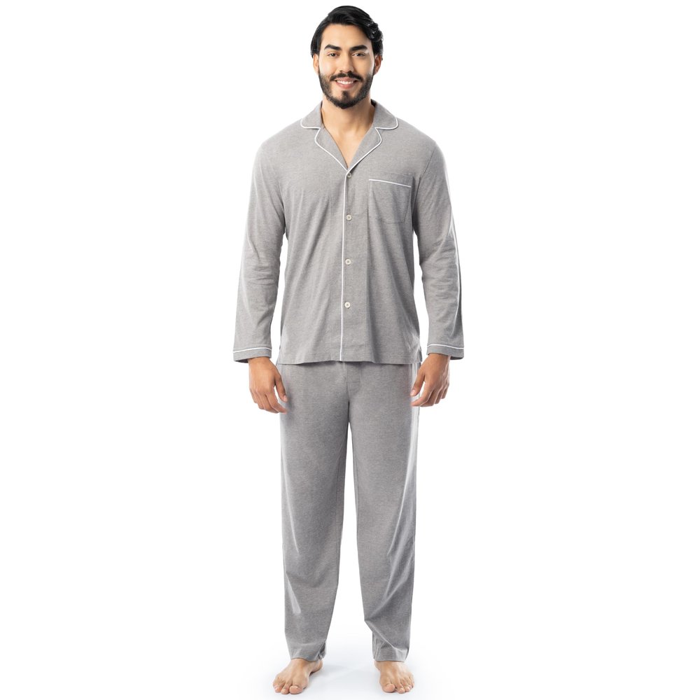Fruit of the Loom Men's Jersey Knit Pajama Sleep Set, Grey, XX-Large