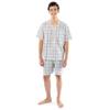 Fruit of the Loom Men's Broadcloth Short Sleeve Pajama Set, Natural/Green Plaid, Medium view 1