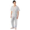 Fruit of the Loom Men's Broadcloth Short Sleeve Top and Long Pants Pajama Set, Natural/Green Plaid, 5X