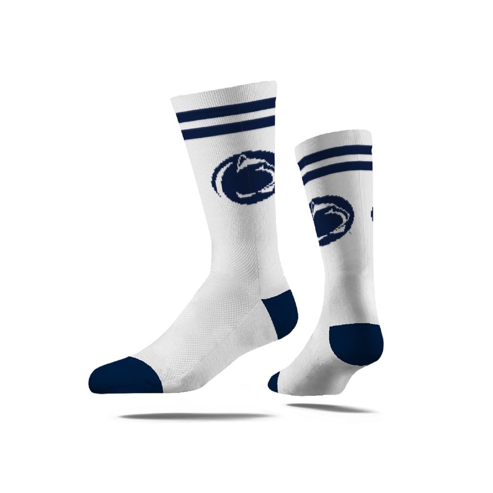Strideline NCAA Mens 2 Stripe Crew Socks-Penn State-Size M/L (8-12)