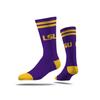 Strideline NCAA Mens 2 Stripe Crew Socks-LSU-Size M/L (8-12) view 1